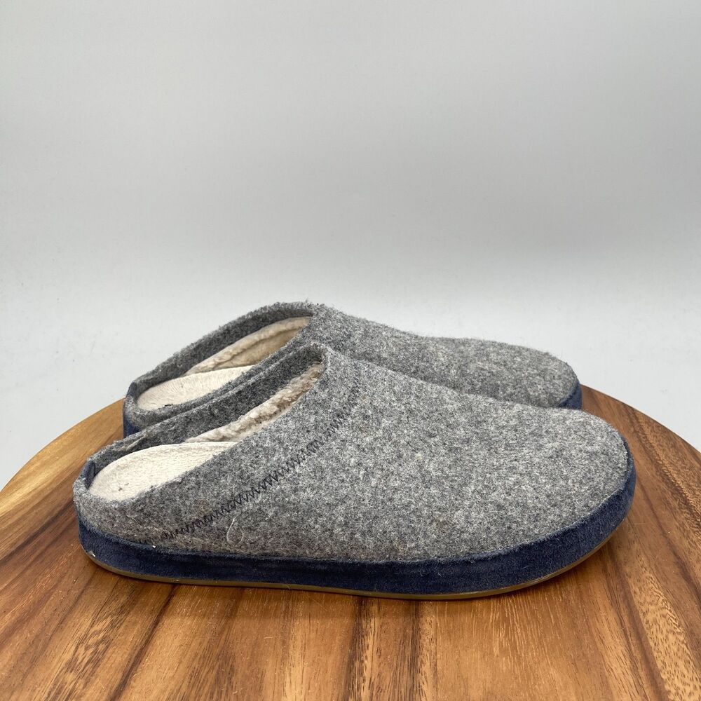 Olukai Hamani Hulu Slippers Mens Size 11 Gray Wool Slip On Casual Walking Shoes